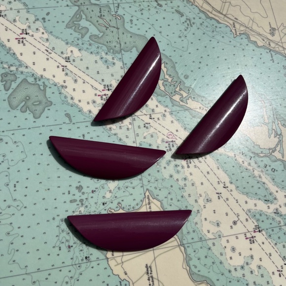 Vintage 80s Mod Grape Purple Drawer / Door Handles / Pulls - Picture 3 of 4